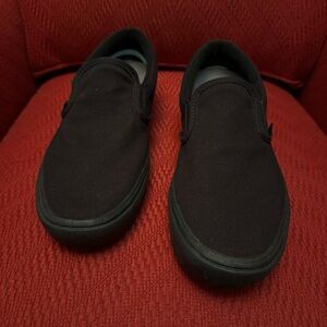 Black Canvas Vans Slip Ons